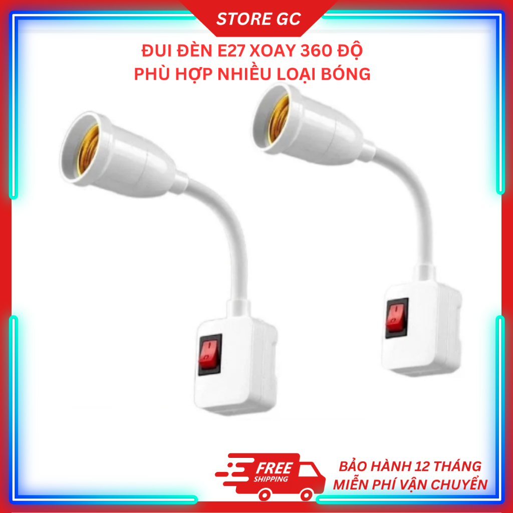 Đui Đèn E27 Xoay 360 Độ Điều Chỉnh Ánh Sáng Dễ Lắp Đặt Dùng Được Với Bóng Led Và Bóng U