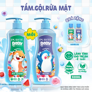 [MỚI RA MẮT] Sữa Tắm Gội Rửa Mặt 3in1 Purité Baby Kháng Khuẩn/ Vui Nhộn 500ML và Set 2 Sữa Tắm Gội Rửa Mặt 60ML/Lăn 20ML
