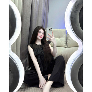 sét đồ ngủ mặc nhà pijama chất latin  lụa quần dài có túi mềm mịn