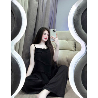 sét đồ ngủ mặc nhà pijama chất latin  lụa quần dài có túi mềm mịn