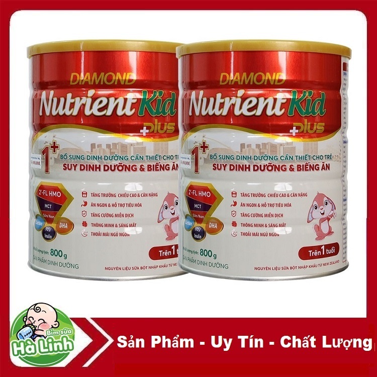 Combo 2 lon sữa Nutrient Kid Plus 0+/1+ 800g   thay thế   Nutrient Kid 1,2 (700g)