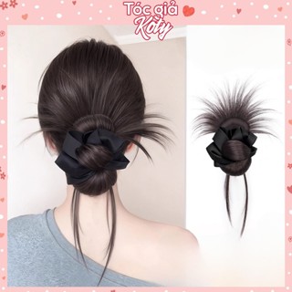  Tóc giả búi kẹp nơ đen cao cấp búi tóc giả phồng tự nhiên giúp tạo kiểu sang trọng cho nữ T331 