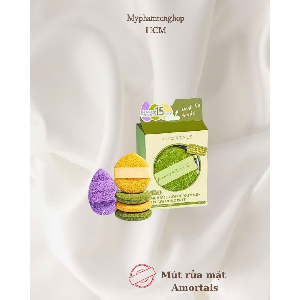 Bông Mút Rửa Mặt Bọt Biển AMORTALS Chính Hãng – Làm Sạch Sâu, Dịu Nhẹ Cho Da