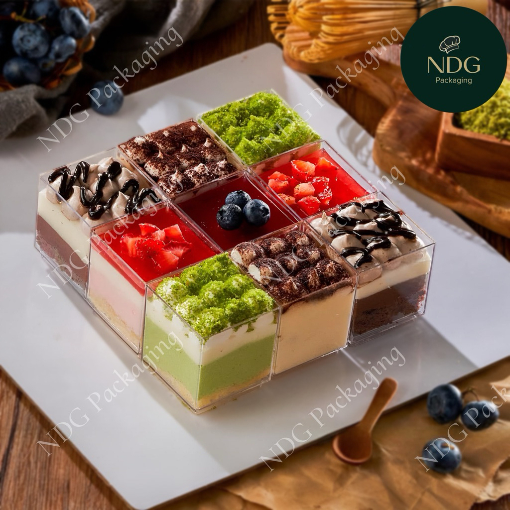 SỈ THÙNG| 1000 Ly vuông mica kèm nắp đựng bánh lạnh, bánh mousse, tiramisu, panna cotta 70ml (LC4248