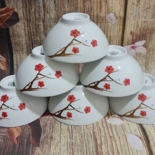 chén cơm hồng mai sứ Minh Long - chén cơm sứ Minh Long