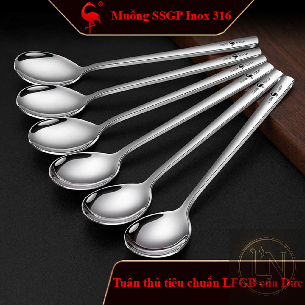 Muỗng cán dài Inox 316 SSGP Frankfurt, Thìa Inox, Muỗng ăn cơm, Muỗng ăn phở đúc nguyên khối