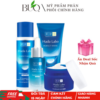  Combo Trọn Bộ Dưỡng Trắng Da Tối Ưu Hada Labo Perfect White Xanh  Sữa Rửa Mặt + Dung Dịch + Tinh Chất + Kem  