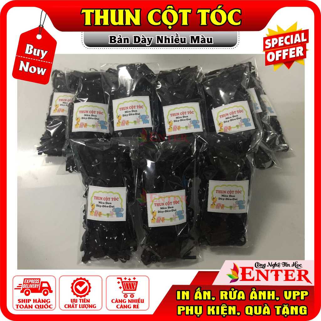 Thun cột tóc (Đen & Màu) - Bản dày