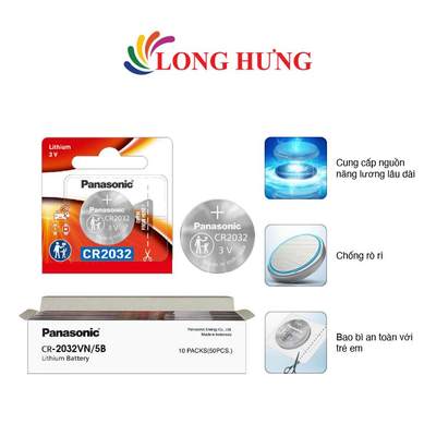 Pin nút Panasonic 3V CR-2032VN/5B (10 viên/50 viên) - Hàng chính hãng