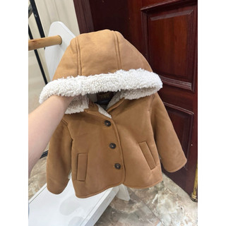  Áo Khoác Da Lộn Bé Gái Lót Cừu Nâu ZA 