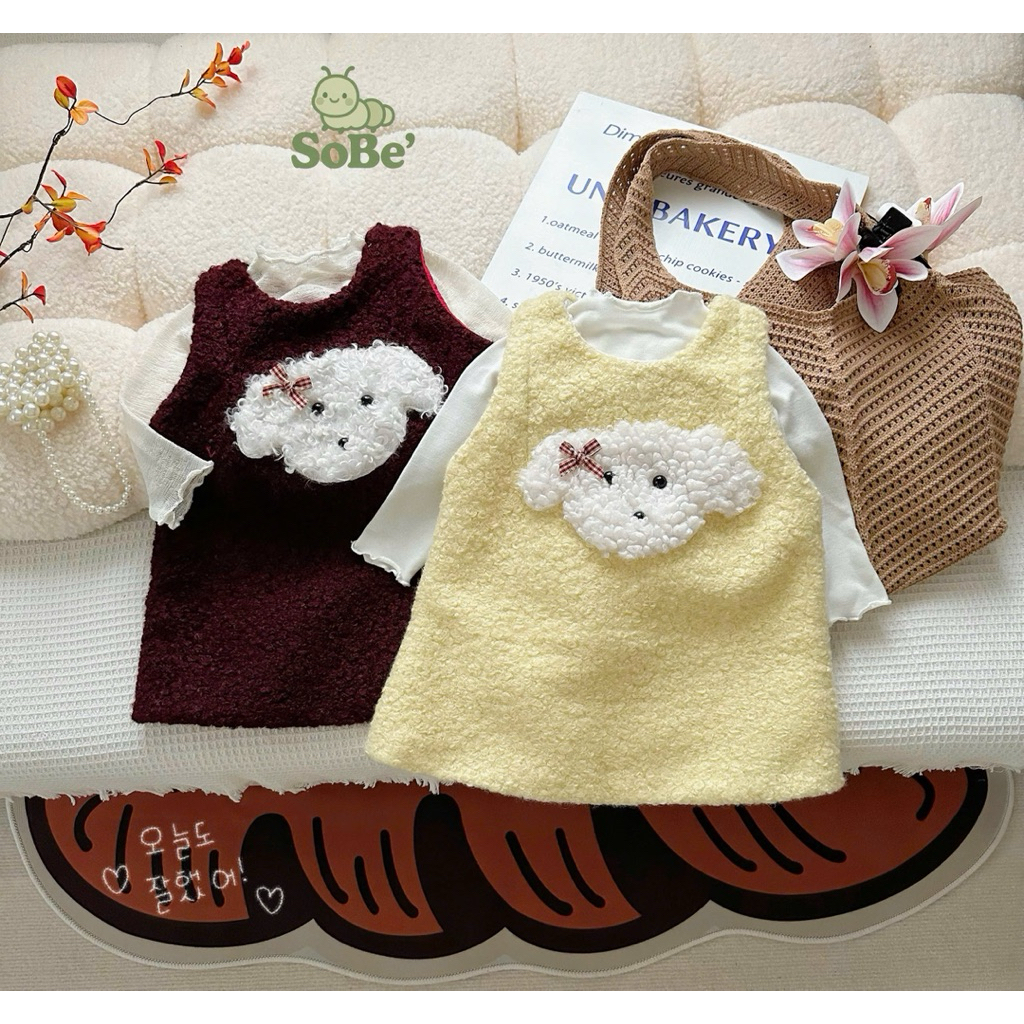 Váy yếm trẻ em, váy ghile dạ xù cao cấp màu sắc xinh xắn cho bé gái 1-6 tuổi. SoBe’