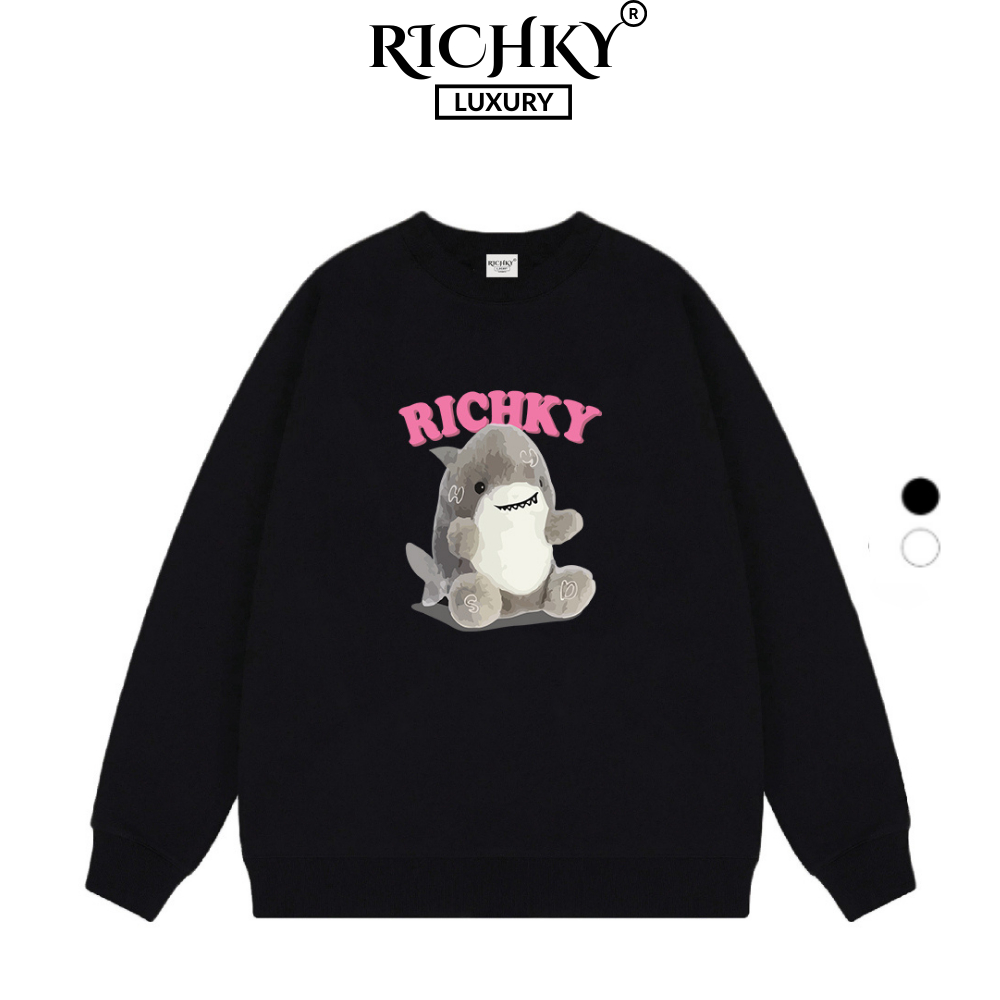 Áo Sweater Richky Luxury Premium Nỉ Cá Mập Con Hồng Baby Shark Pink