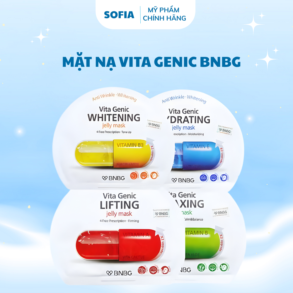 Hộp mặt nạ BNBG hỗ trợ phục hồi da và dưỡng trắng BNBG Vita Genic Jelly Mask - Sofia Beauty