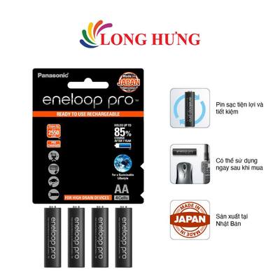 Pin sạc Panasonic Eneloop AA 2550mAh BK-3HCCE/4BT (4 viên) - Hàng chính hãng