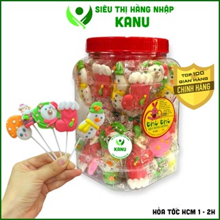   Hộp 50 cái  Que kẹo bông đường mix kẹo dẻo noel & halloween sôi động cho bé hình bí ngô con ma con mắt phù thủy 