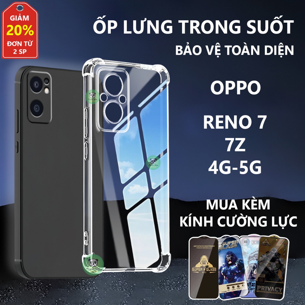 Ốp lưng OPPO RENO 7 /7Z 4G/5G chống sốc, trong suốt, silicon, bảo vệ camera-Panda
