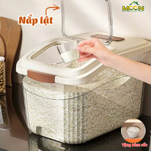 Thùng Đựng Gạo Nắp Lật Chống Côn Trùng Chống Ẩm, Hộp Đựng Gạo Cỡ Lớn Đựng Ngũ Cốc, Đồ Khô Cao Cấp