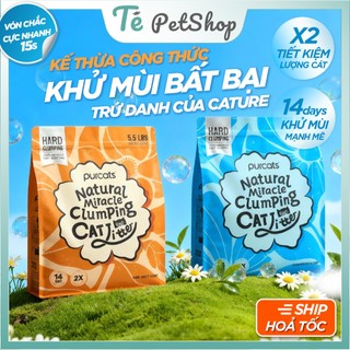 CÁT SẮN MIRACLE PURCATS 2.5kg với công nghệ khử mùi vô địch của Cature, Siêu Vón nhanh, tiết kiệm cát x2