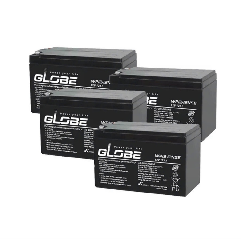 Bình ắc quy Globe WP12-12NSE (12V-12Ah) cho xe Điện, Bộ Lưu Điện (Hàng Chính Hãng)