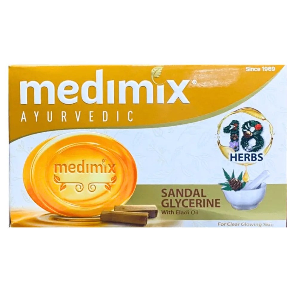 75 gram | MEDIMIX AYURVEDIC SANDAL GLYCERINE SOAP | XÀ PHÒNG THẢO DƯỢC -  GỖ ĐÀN HƯƠNG VÀ GLYCERINE