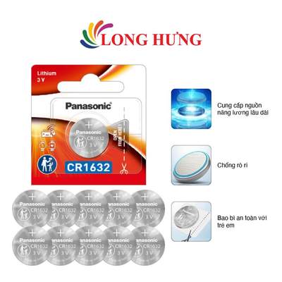 Pin nút Panasonic 3V CR-1632/5BN (10 viên/50 viên) - Hàng chính hãng