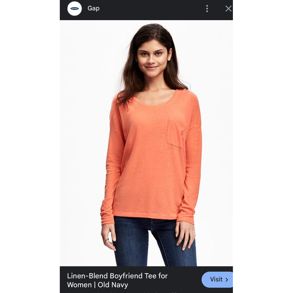 Áo thun Nữ linen blend tay dài 0LD NAVY