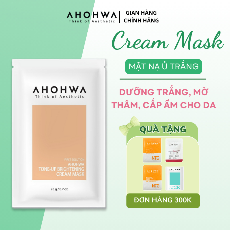 Gói Mặt Nạ Ủ Trắng Dạng Kem AHOHWA Tone-Up Brightening Cream Mask - Dưỡng Trắng, Mờ Thâm Nám