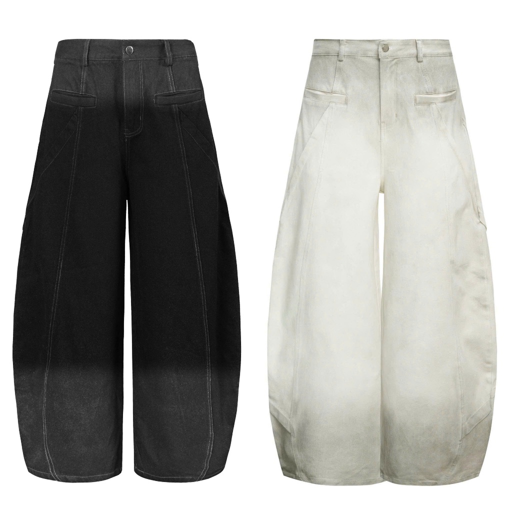 ZBM - Quần Jeans wash ống rộng, quần bò wash màu unisex ống cong cao Cấp