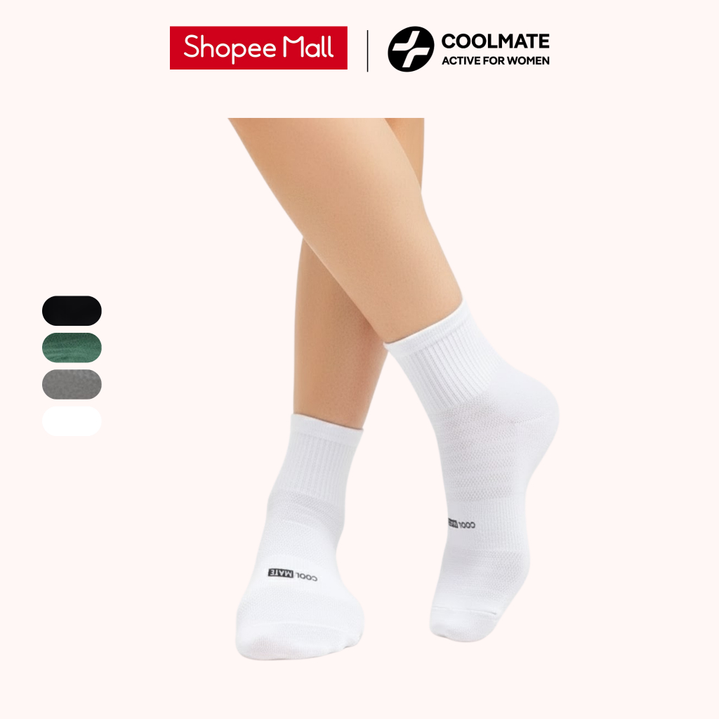 Vớ Tất cổ trung Cotton thoáng khí khử mùi mềm mại co giãn - Coolmate Active…
