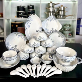 Bộ bát đĩa diệp Hồng  gốm sứ cao cấp có nhiều phân loại