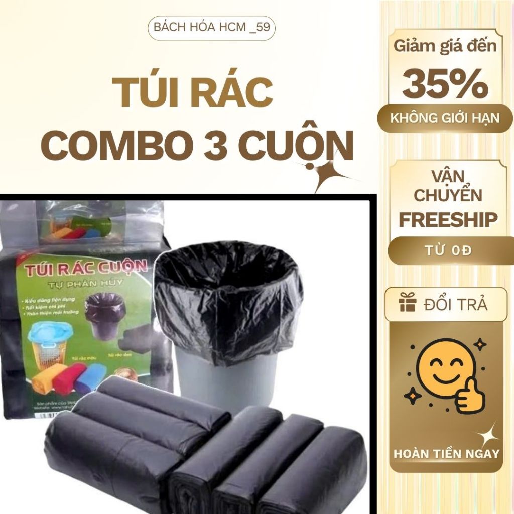 Túi Rác Size Trung 55x65cm – Túi Đựng Rác Tiện Lợi, Dày Dặn, Chắc Chắn, Dễ Dàng Sử Dụng Cho Gia Đình
