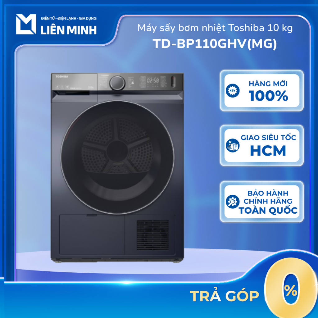 TD-BP110GHV(MG) - Máy Sấy Bơm Nhiệt Toshiba10 Kg TD-BP110GHV(MG) - Bảo Hành Chính Hãng