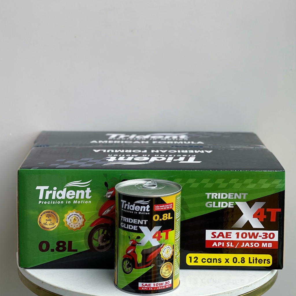 Thùng 12 lon nhớt cho xe tay ga Trident Glide X 4T SEA 10W30 0.8L API SL/JASO MB