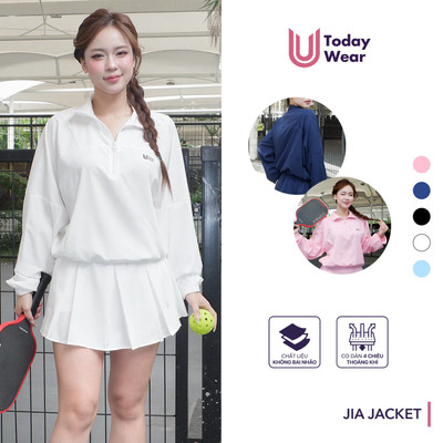 [XẢ HÀNG GIÁ SỐC] Áo khoác gió thể thao nữ half-zip Jia Jacket Today U Wear jacket siêu nhẹ, cản gió, chống nước nhẹ