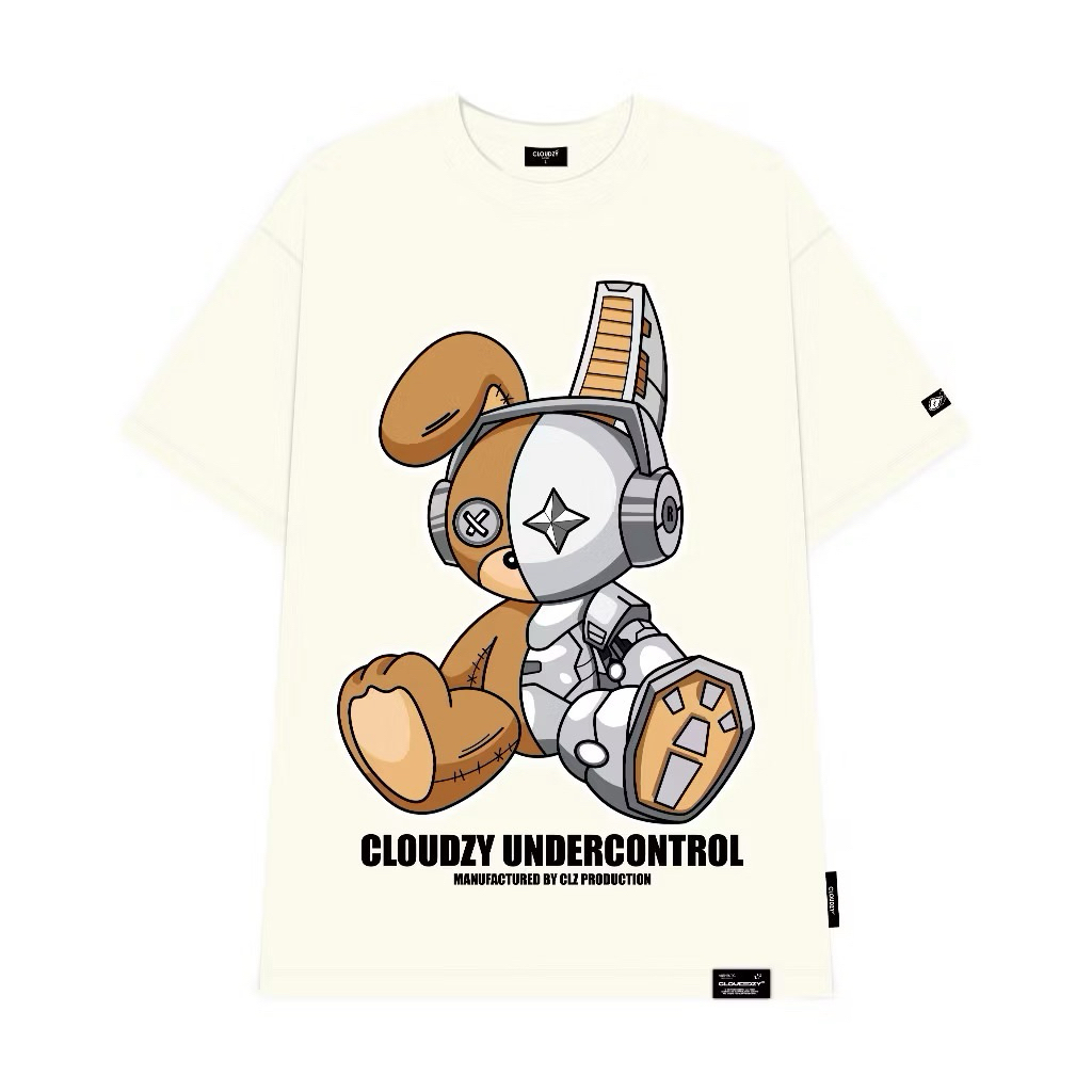 (PASS QUẦN ÁO) Áo phông CLOUDZY Undercontrol unisex tay lỡ dáng rộng oversize kem