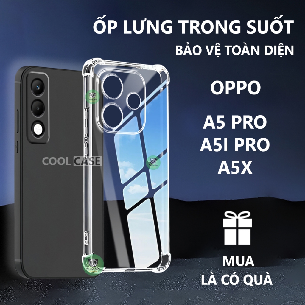 Ốp lưng chống sốc Oppo A5X/ A5 PRO/ A5I PRO trong suốt, silicon, bảo vệ camera-Cool Case