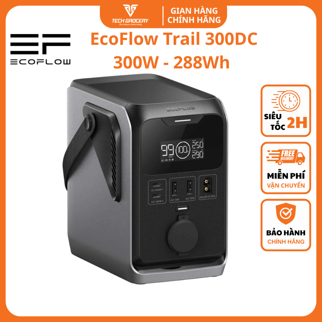 [Trail 300DC] Trạm Sạc Di Động EcoFlow Trail 300 DC 288Wh 300W - Bảo Hành Chính Hãng 3 Năm