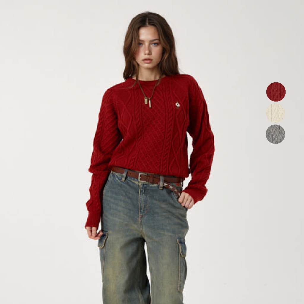 Áo Sweater WHO.A.U Steve Aran Cable Sweater(F)_WHKAF4T12F