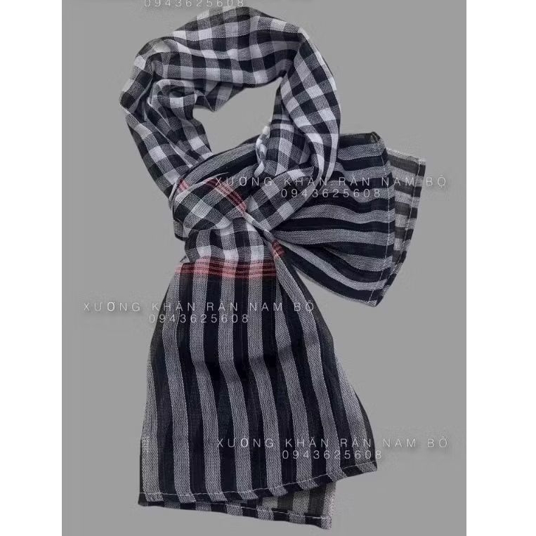 Khăn Rằn Nam Bộ truyền thống loại rẻ - số lượng lớn - đen ô lớn