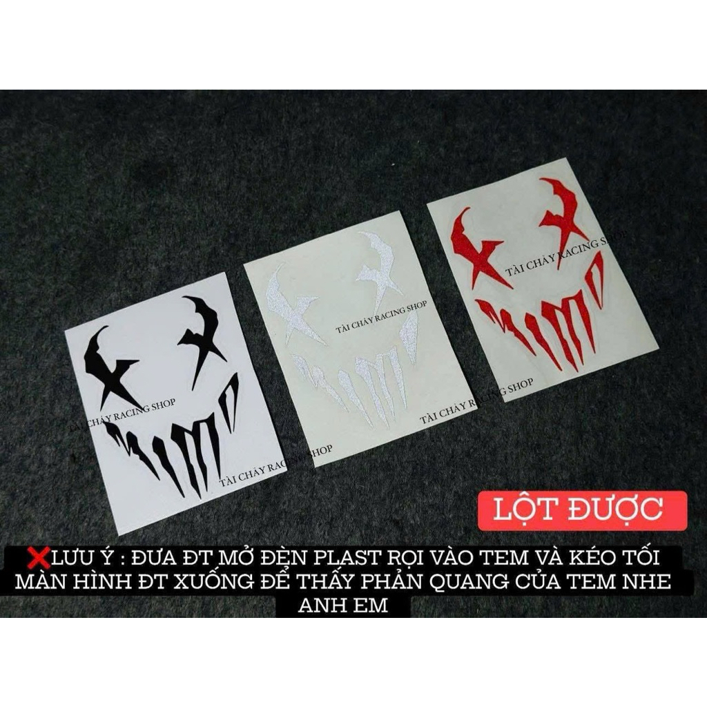 [ 1 MIẾNG ] TEM DECAL MẶT ZOOMBIE PHẢN QUANG LỘT ĐƯỢC DÁN TRANG TRÍ XE