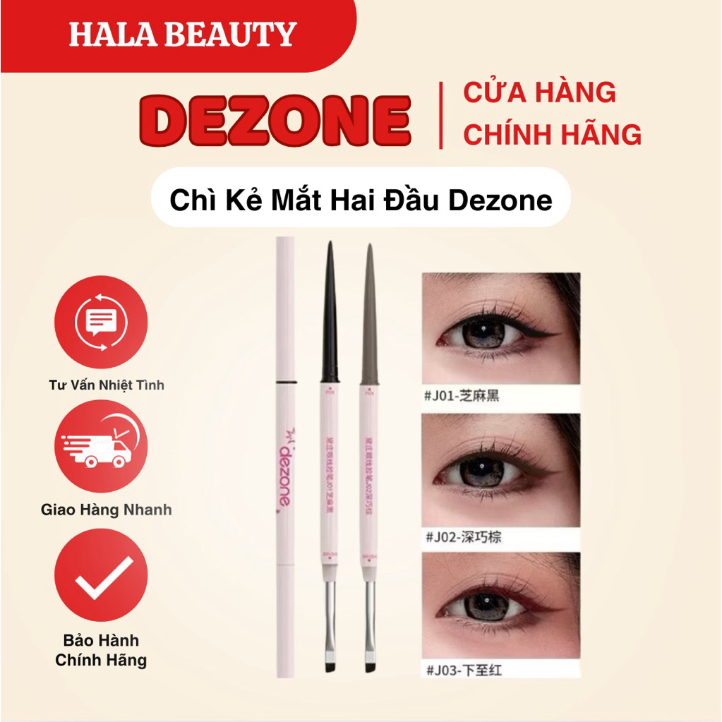 [DEZONE] Chì Kẻ Mắt Dezone Hai Đầu Kèm Cọ Tán Đuôi Mắt Tiện Lợi Bền Màu Chống Nước Lâu Trôi