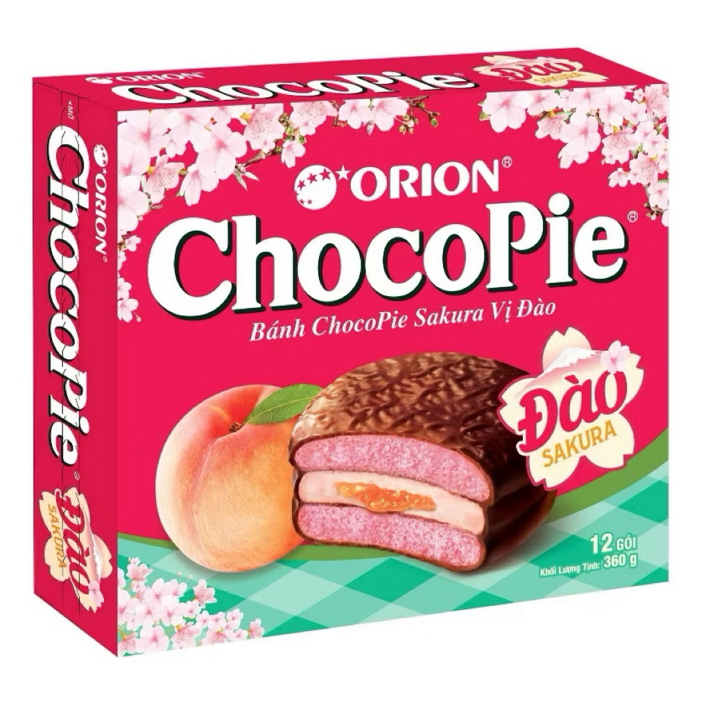 Bánh Chocopie Orion vị đào 360g (hộp 12 cái)