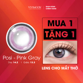  Kính áp tròng VIVIMOON cận màu xám hồng cho mắt thở Posi Pink Gray  Giá 01 đôi  