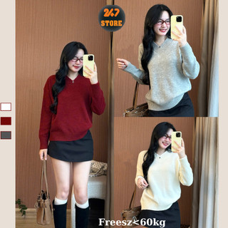  Áo Len Công Sở Dáng Suông Form rộng Cổ Tim Nhiêu Màu đanh dày cao cấp 247store-tim955_P0 