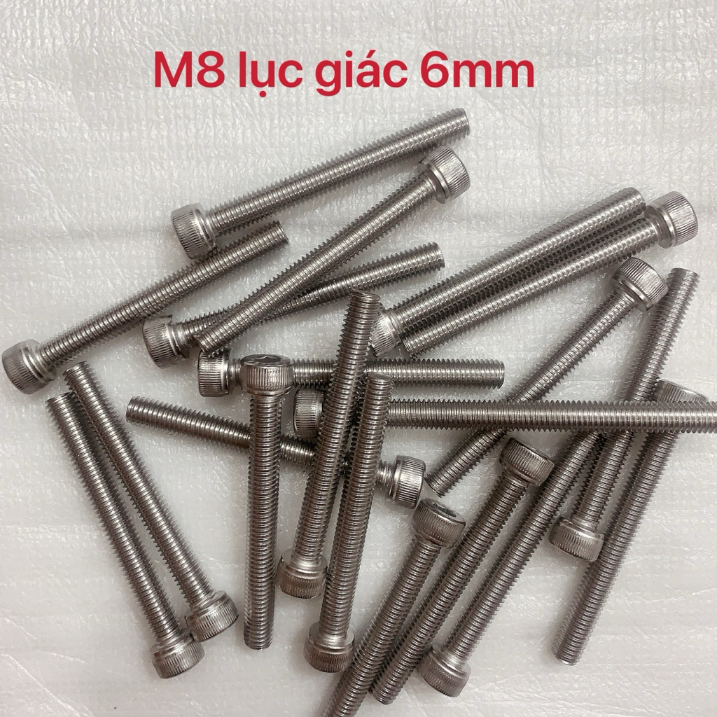 Túi 2 Ốc bulong INOX M8 8li lục giác chìm đủ kích cỡ 8li20mm đến 8li80mm,8li100 ,8li120,8li150