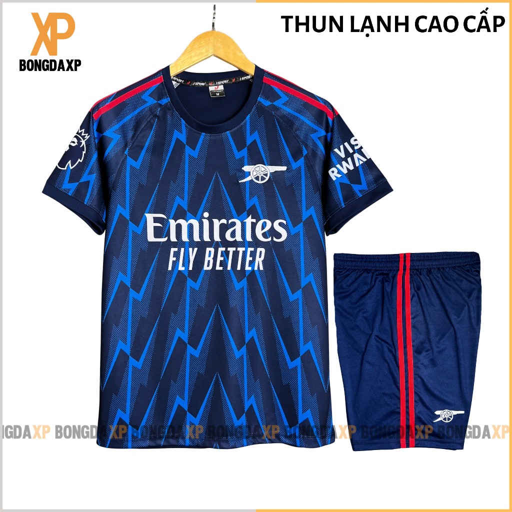 Quần Áo Đá Bóng Arsenal Xanh Đen 2025, Đồ Đá Banh Vải Thun Lạnh Cao Cấp