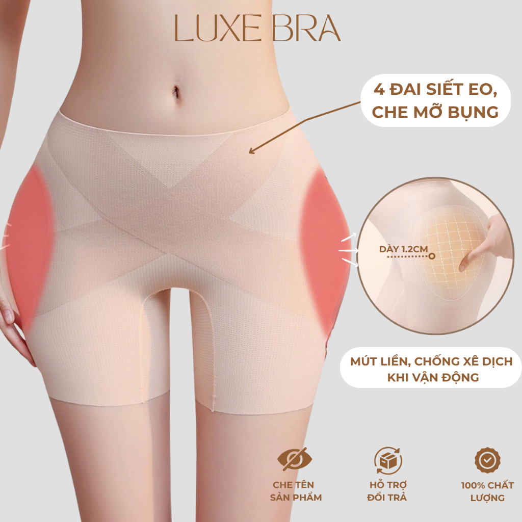 Quần Độn Hông Nâng Mông, Độn Hõm Hông Luxe Bra QL01 – Quần Su Đúc 5D Ôm Bụng, Định Hình Body, Co Giã