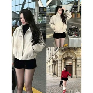  Áo khoác dạ ép khóa kéo bo chun cổ đứng áo khoác dạ tay dài ấm áp hàng QC L1 