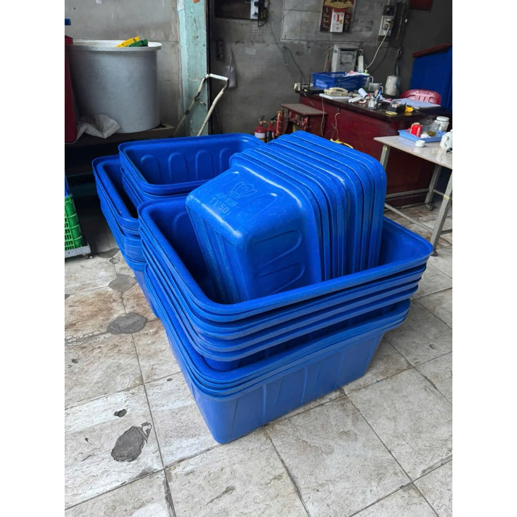 🐠 Tank nhựa nuôi cá 100 lít / Thùng nhựa chữ nhật lớn / Combo 4 thùng nhựa