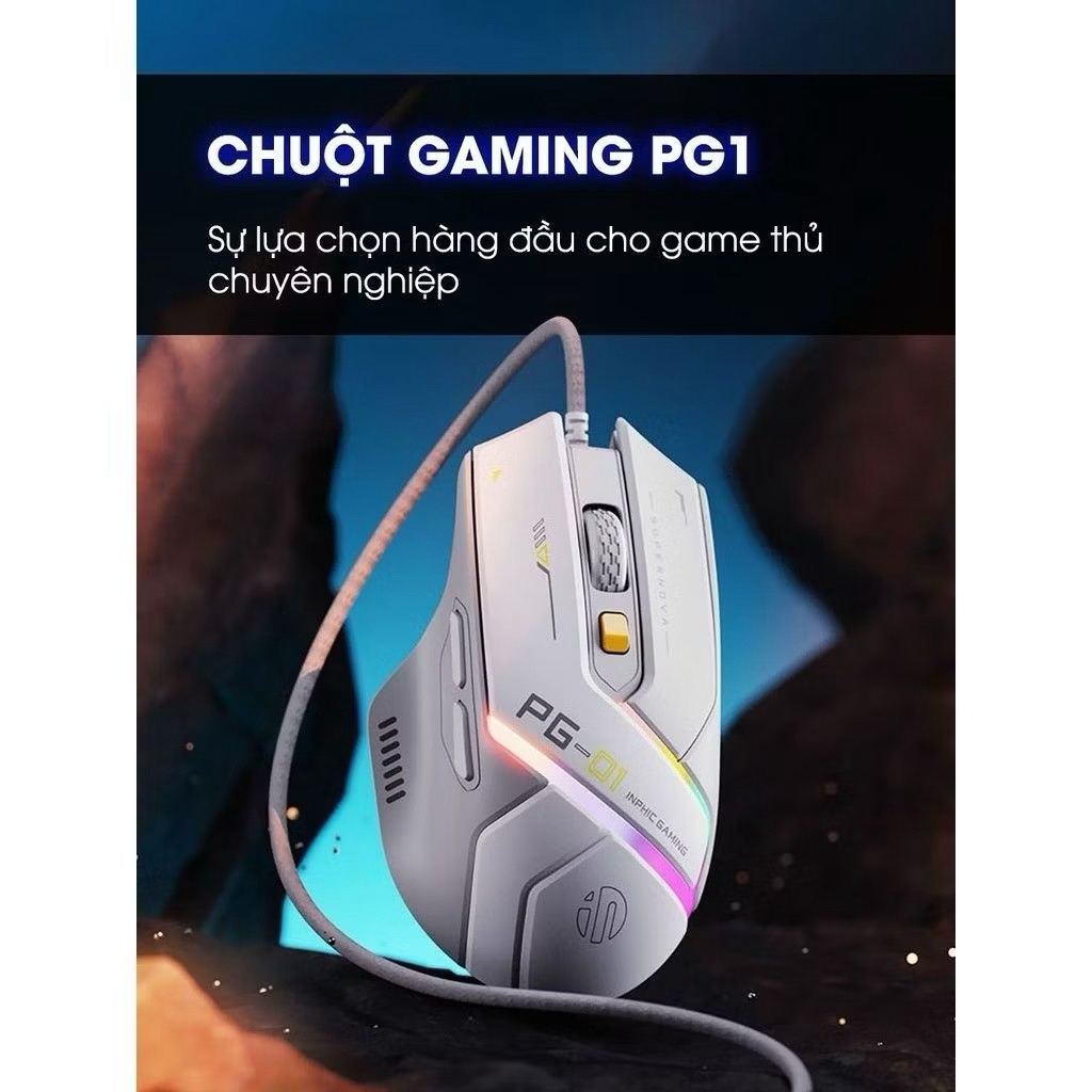 Chuột Gaming có dây INPHIC PG1 led RGB 6 nút bấm có app chuột chơi game